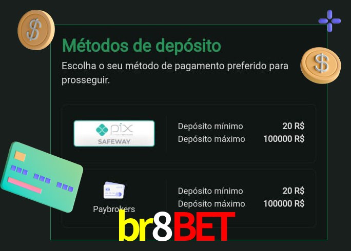 O cassino br8bet oferece uma grande variedade de métodos de pagamento